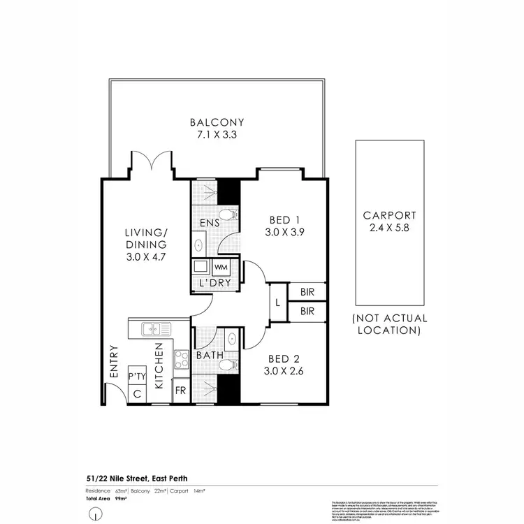 Floorplan of Homely apartment listing, 51B/22 Nile Street, East Perth WA 6004