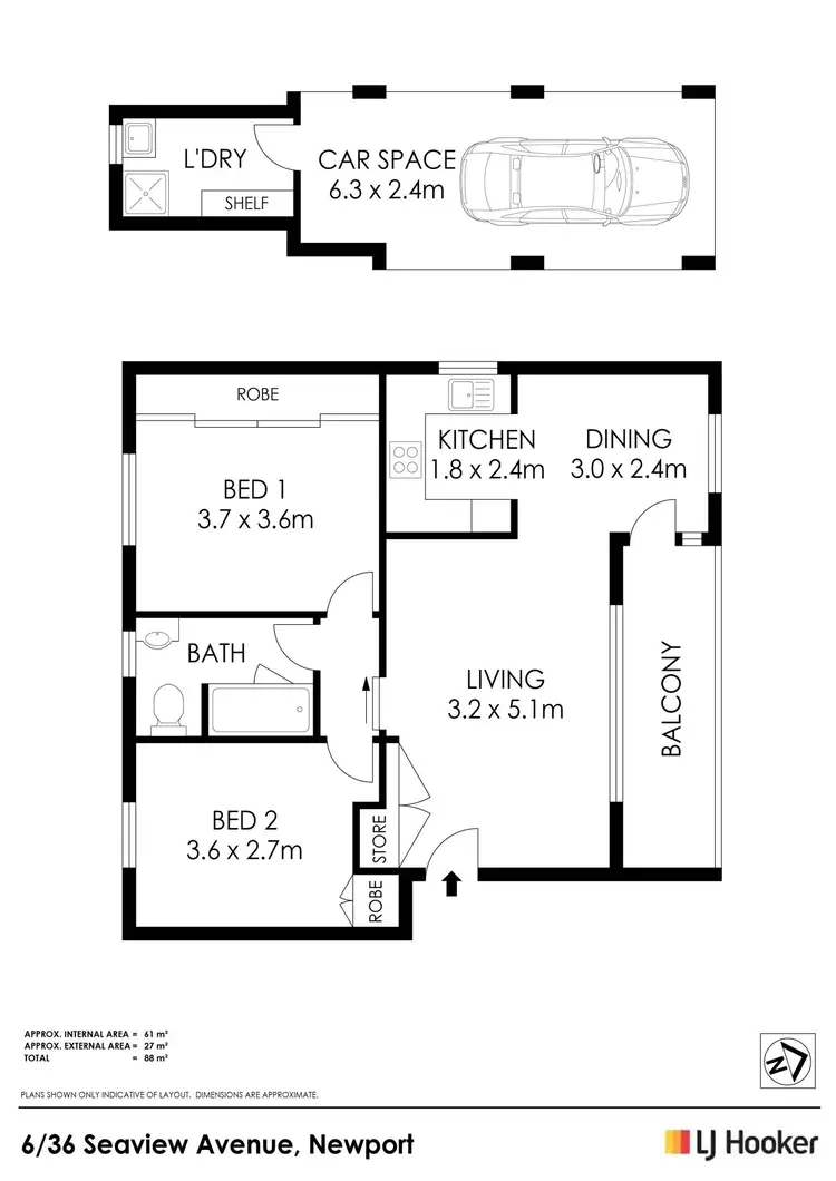 Floorplan of Homely unit listing, 6/36 Seaview Avenue, Newport NSW 2106