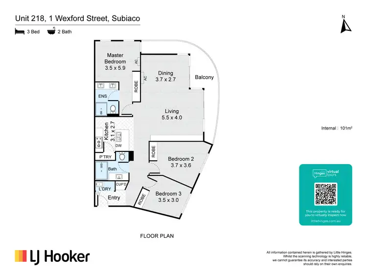 Floorplan of Homely unit listing, 218/1 Wexford Street, Subiaco WA 6008