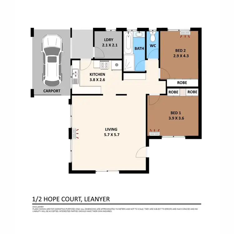 Floorplan of Homely unit listing, 1/2 Hope Court, Leanyer NT 812