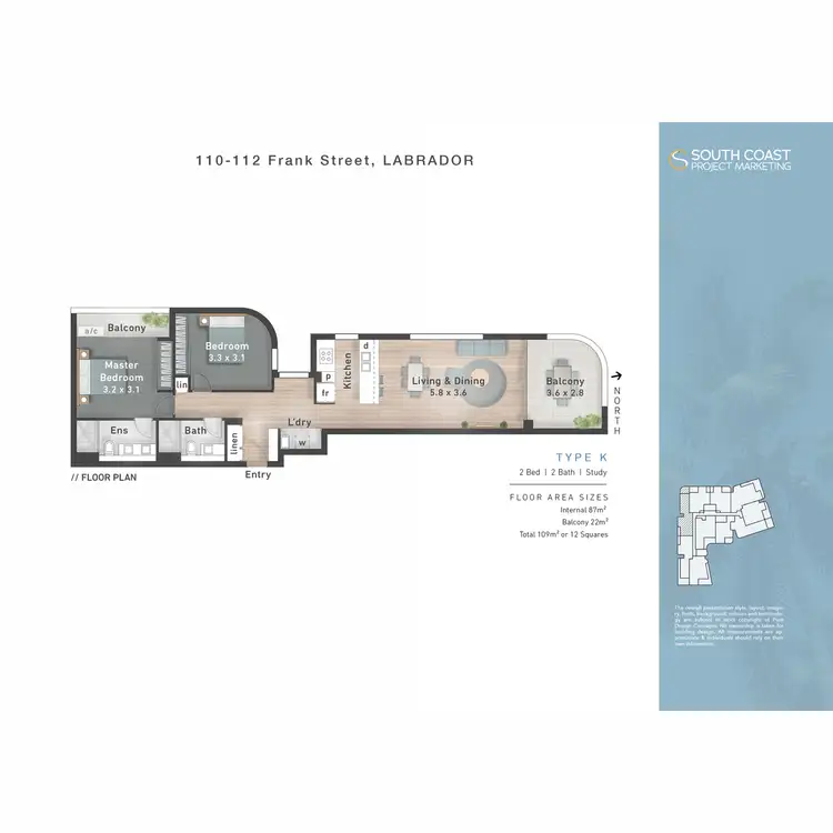 Floorplan of Homely apartment listing, 901/110 Frank Street, Labrador QLD 4215