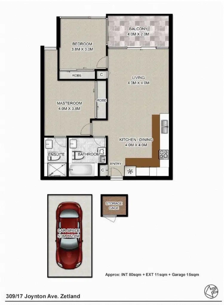 Floorplan of Homely unit listing, 309/17 Joynton Avenue, Zetland NSW 2017