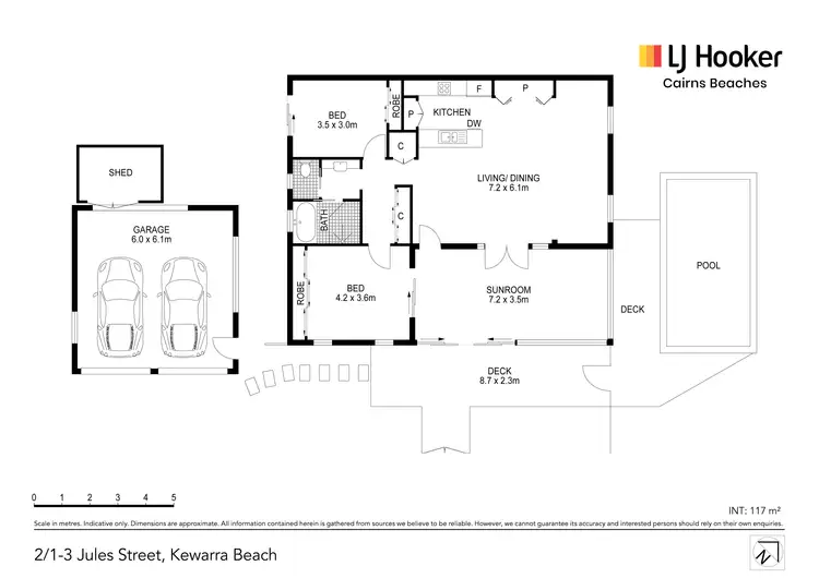 Floorplan of Homely semi-detached listing, 2/1-3 Jules Street, Kewarra Beach QLD 4879