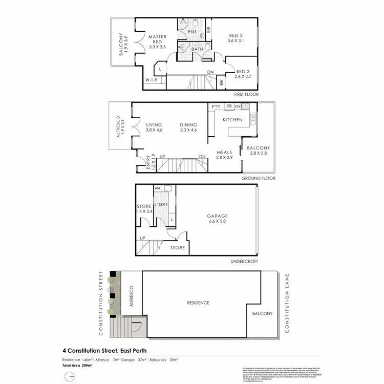 Floorplan of Homely townhouse listing, 4 Constitution Street, East Perth WA 6004