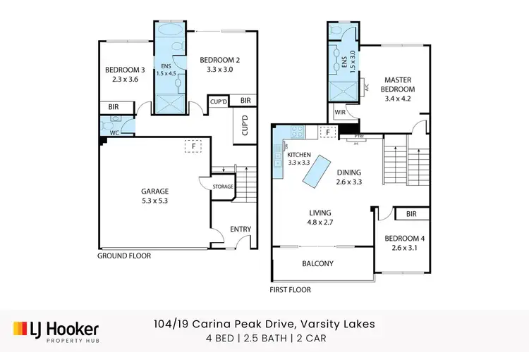Floorplan of Homely townhouse listing, 104/19 Carina Peak Drive, Varsity Lakes QLD 4227