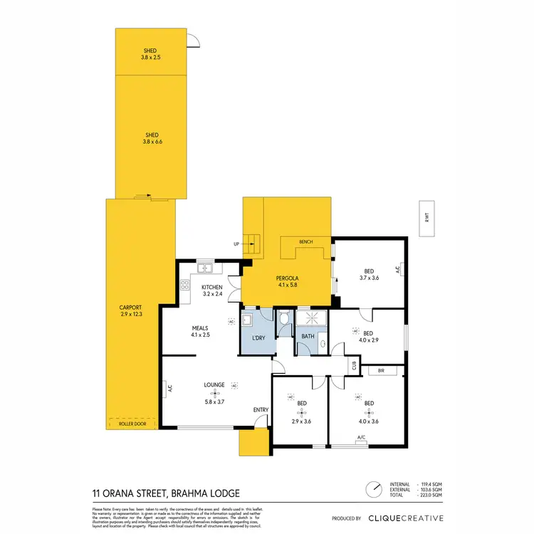 Floorplan of Homely house listing, 11 Orana Street, Brahma Lodge SA 5109