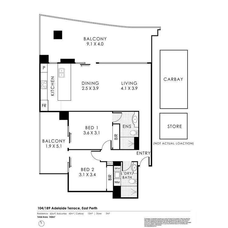 Floorplan of Homely apartment listing, 104/189 Adelaide Terrace, East Perth WA 6004