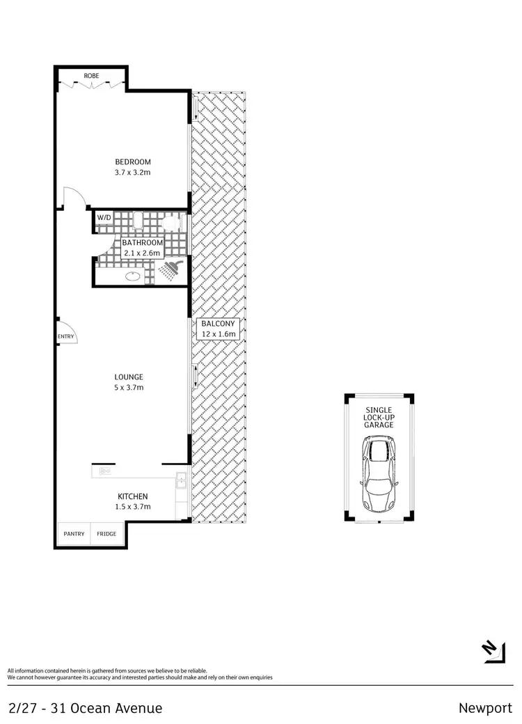 Floorplan of Homely unit listing, 2/27 Ocean Avenue, Newport NSW 2106