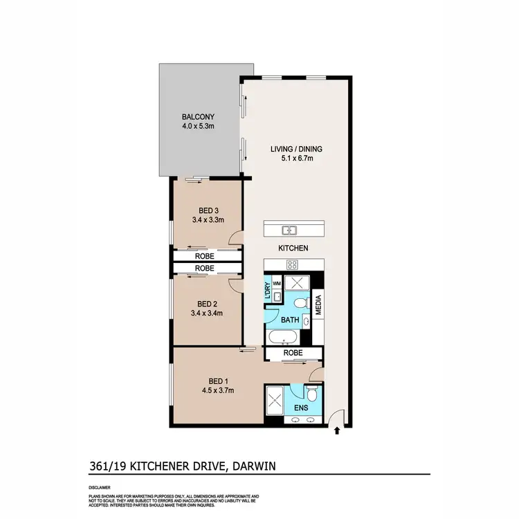 Floorplan of Homely unit listing, 361/19B Kitchener Drive, Darwin City NT 800