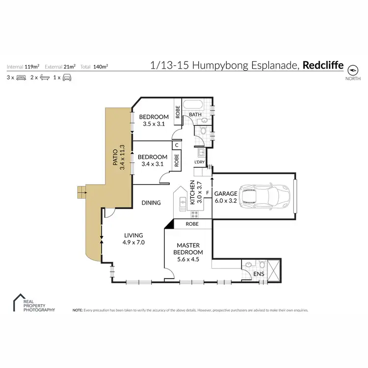 Floorplan of Homely unit listing, 1/13-15 Humpybong Esplanade, Redcliffe QLD 4020