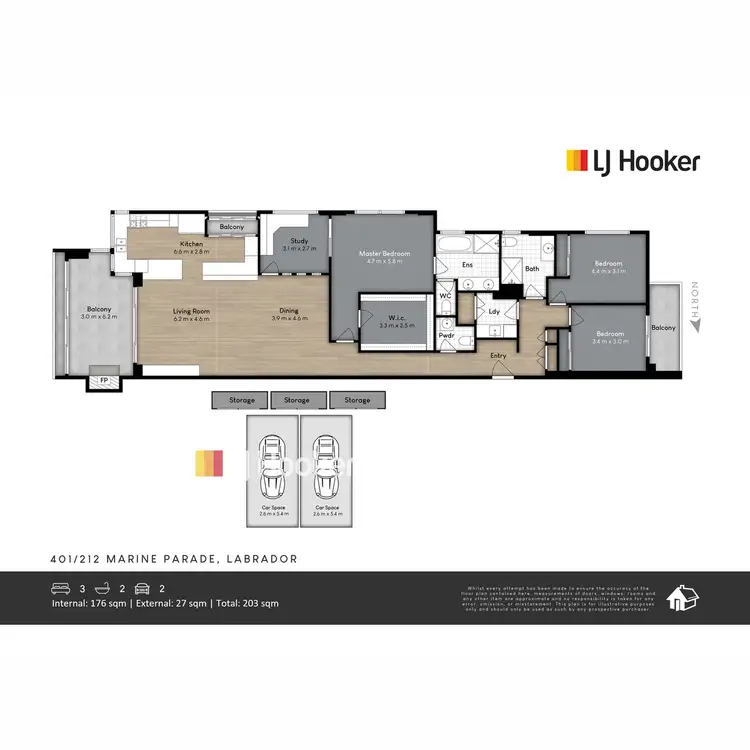 Floorplan of Homely apartment listing, 401/212-214 Marine Parade, Labrador QLD 4215