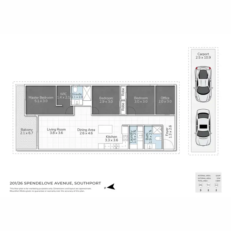 Floorplan of Homely apartment listing, 201/26 Spendelove Avenue, Southport QLD 4215