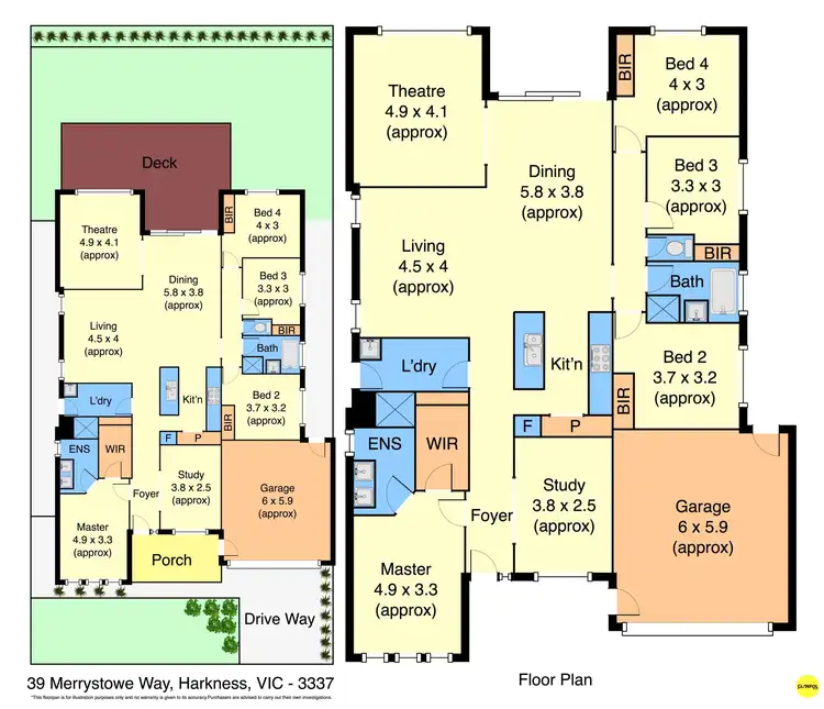 Floorplan of Homely house listing, 39 Merrystowe Way, Harkness VIC 3337