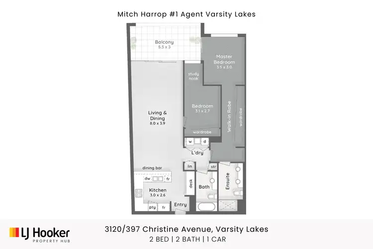 Floorplan of Homely apartment listing, 3120/397 Christine Avenue, Varsity Lakes QLD 4227
