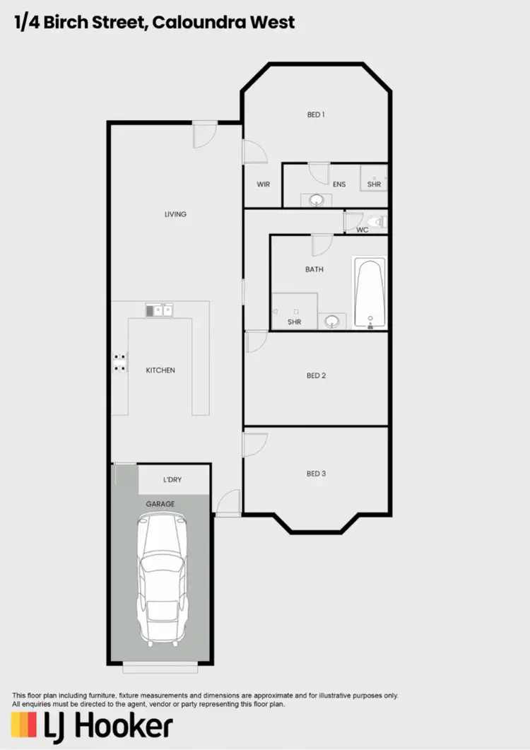 Floorplan of Homely semi-detached listing, 1/4 Birch Street, Caloundra West QLD 4551