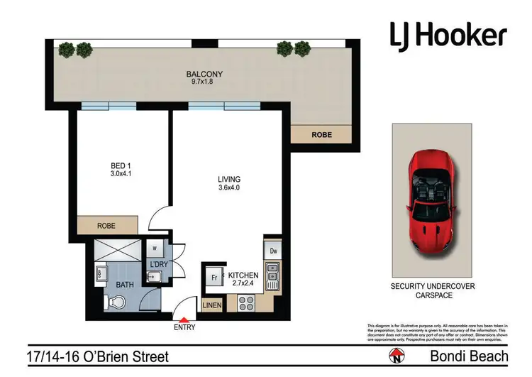Floorplan of Homely apartment listing, 17/14-16 O'Brien Street, Bondi Beach NSW 2026