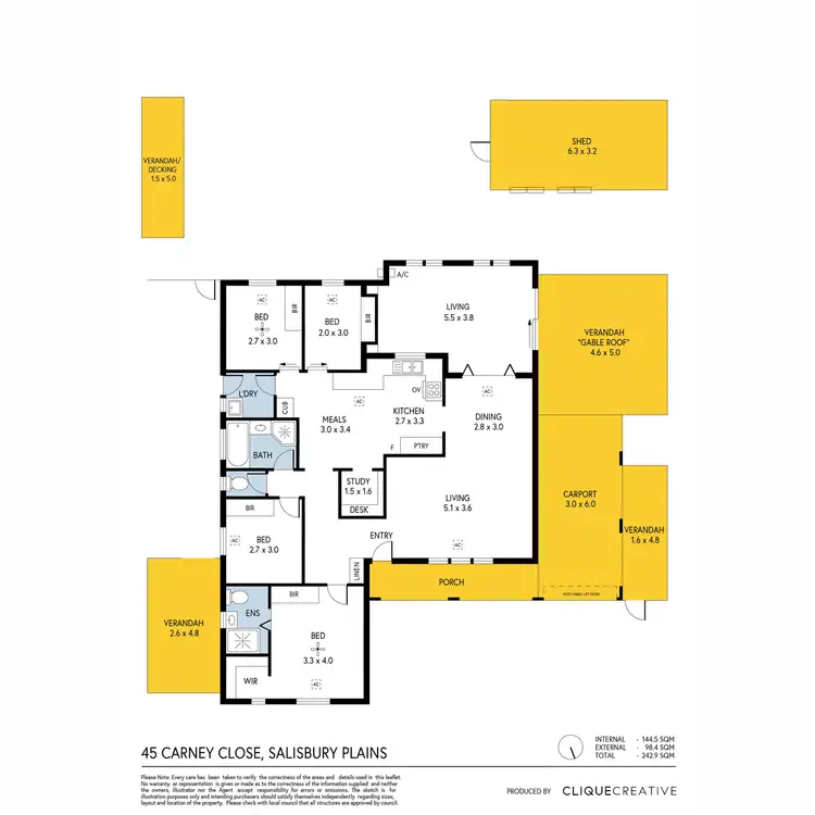 Floorplan of Homely house listing, 45 Carney Close, Salisbury Plain SA 5109