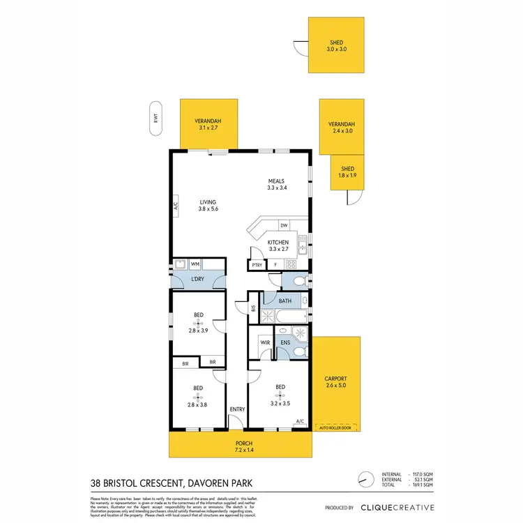 Floorplan of Homely house listing, 38 Bristol Crescent, Davoren Park SA 5113