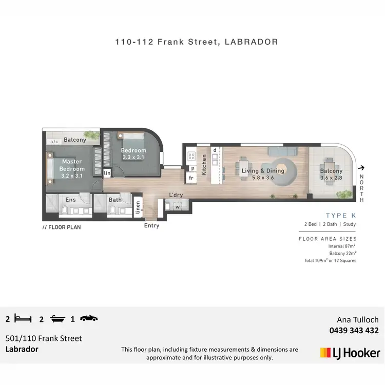 Floorplan of Homely apartment listing, 501/110 Frank Street, Labrador QLD 4215