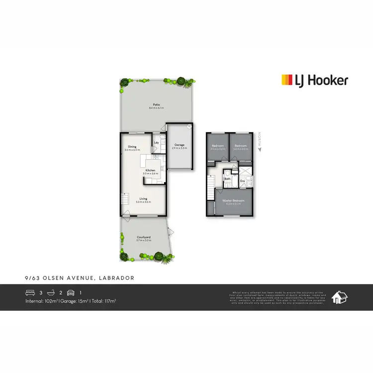 Floorplan of Homely townhouse listing, 9/63 Olsen Avenue, Labrador QLD 4215