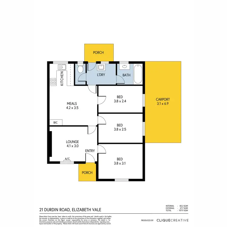 Floorplan of Homely house listing, 21 Durdin Road, Elizabeth Vale SA 5112
