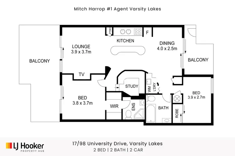 Floorplan of Homely apartment listing, 17/98 University Drive, Varsity Lakes QLD 4227
