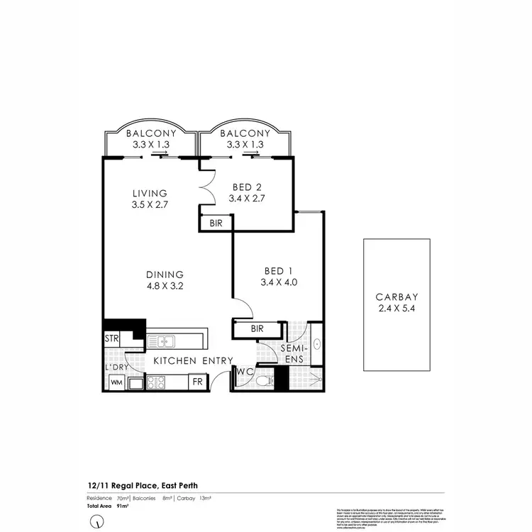 Floorplan of Homely apartment listing, 12/11 Regal Place, East Perth WA 6004