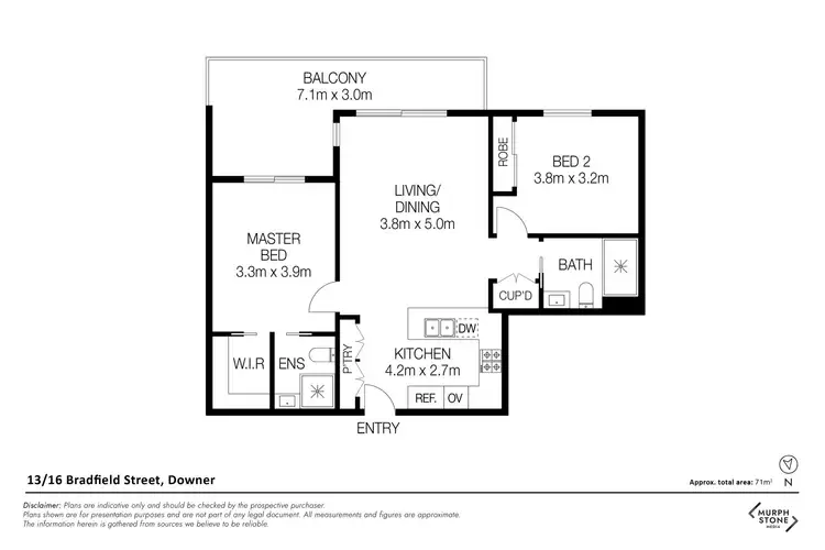 Floorplan of Homely apartment listing, 13/16 Bradfield Street, Downer ACT 2602