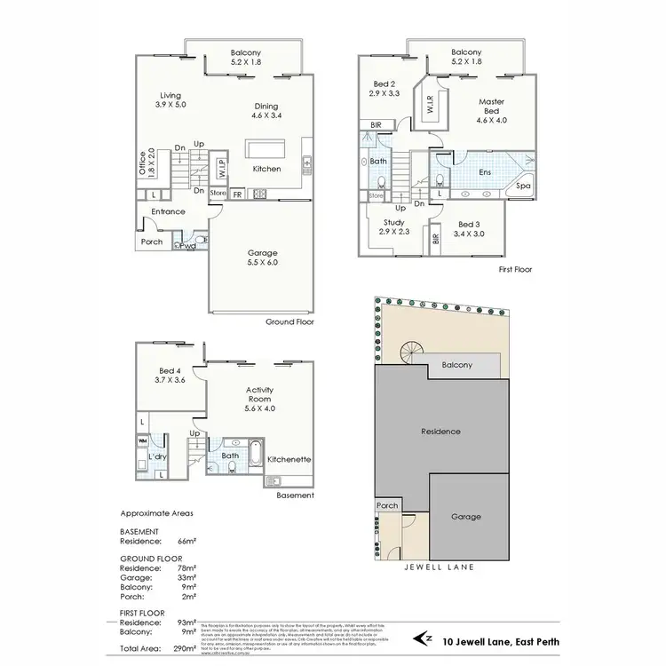 Floorplan of Homely house listing, 10 Jewell Lane, East Perth WA 6004