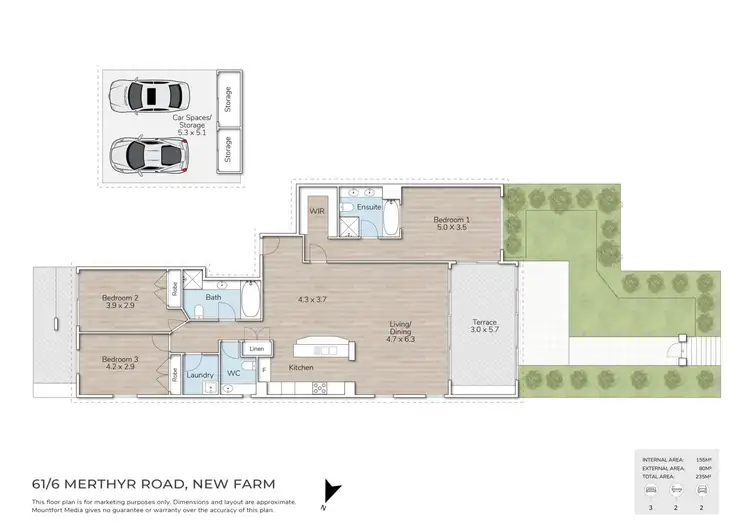 Floorplan of Homely apartment listing, 61/6 Merthyr Road, New Farm QLD 4005