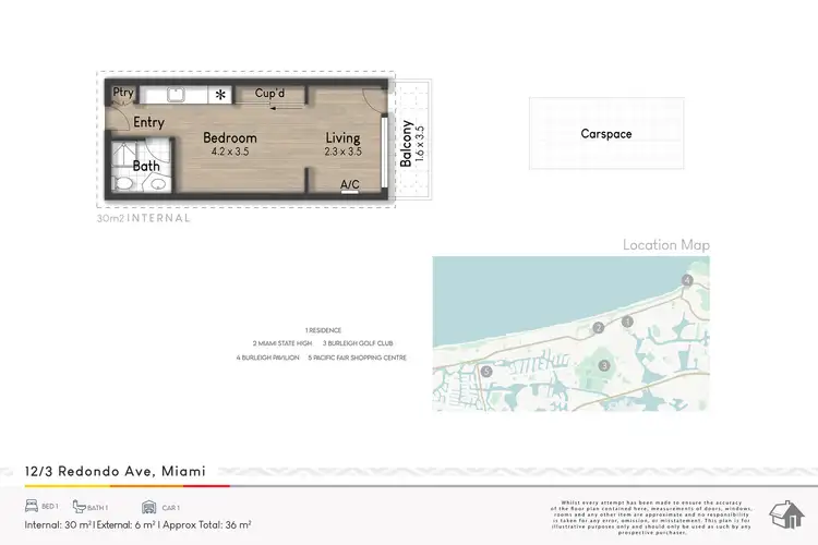 Floorplan of Homely unit listing, 12/3 Redondo Avenue, Miami QLD 4220