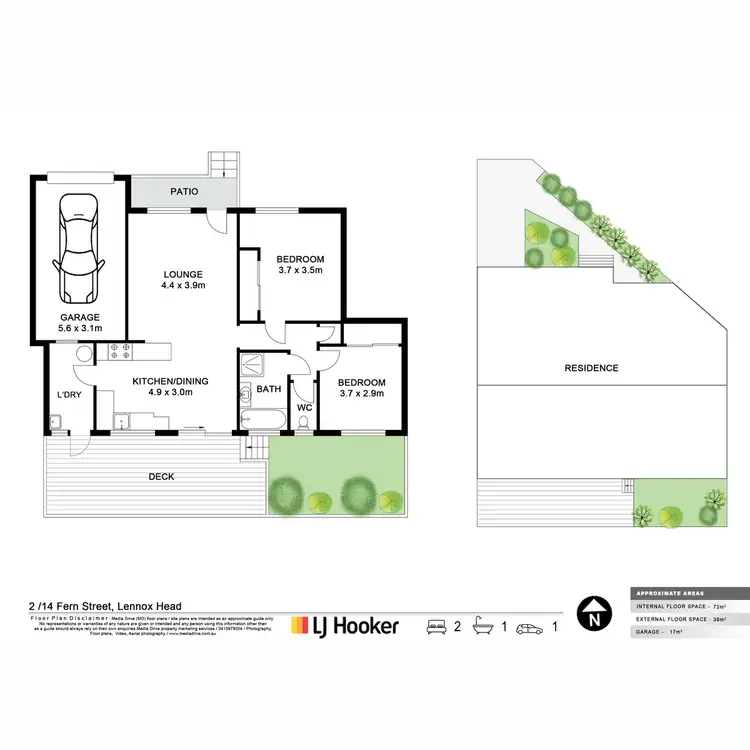 Floorplan of Homely unit listing, 2/12-14 Fern Street, Lennox Head NSW 2478