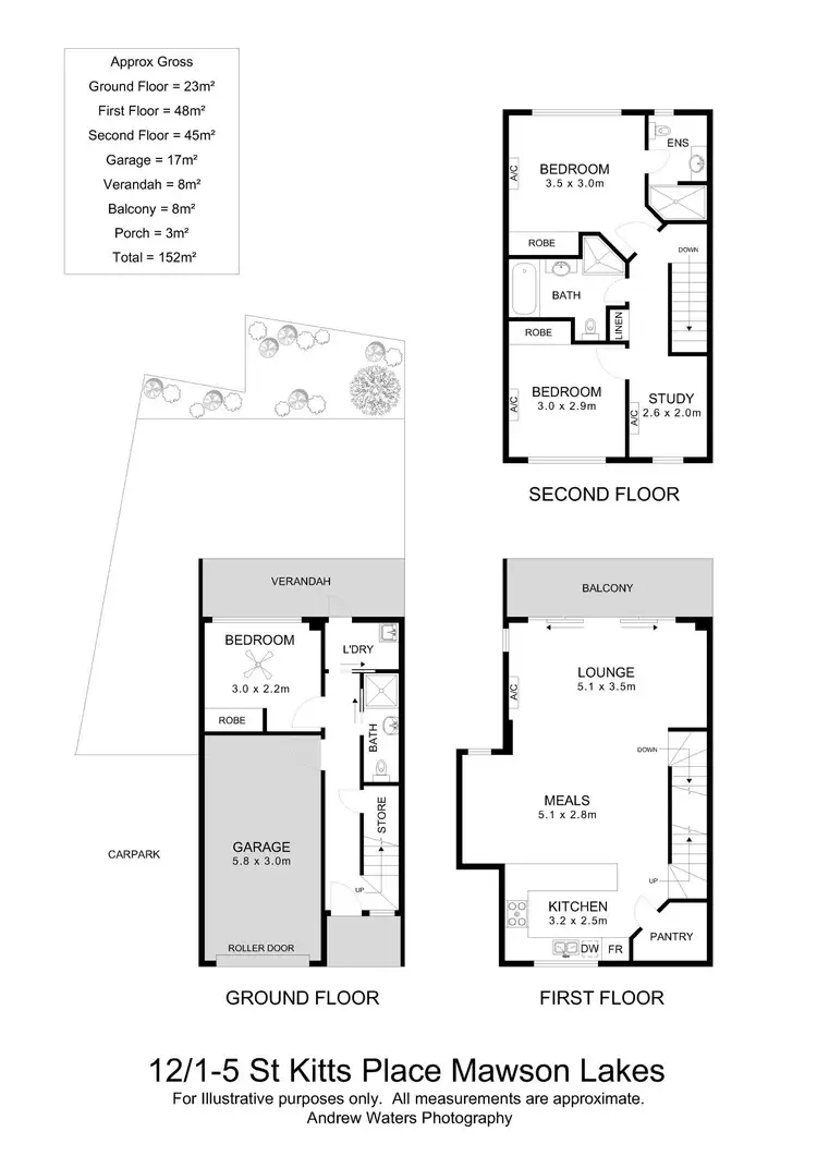 Floorplan of Homely townhouse listing, 12/1-5 St Kitts Place, Mawson Lakes SA 5095