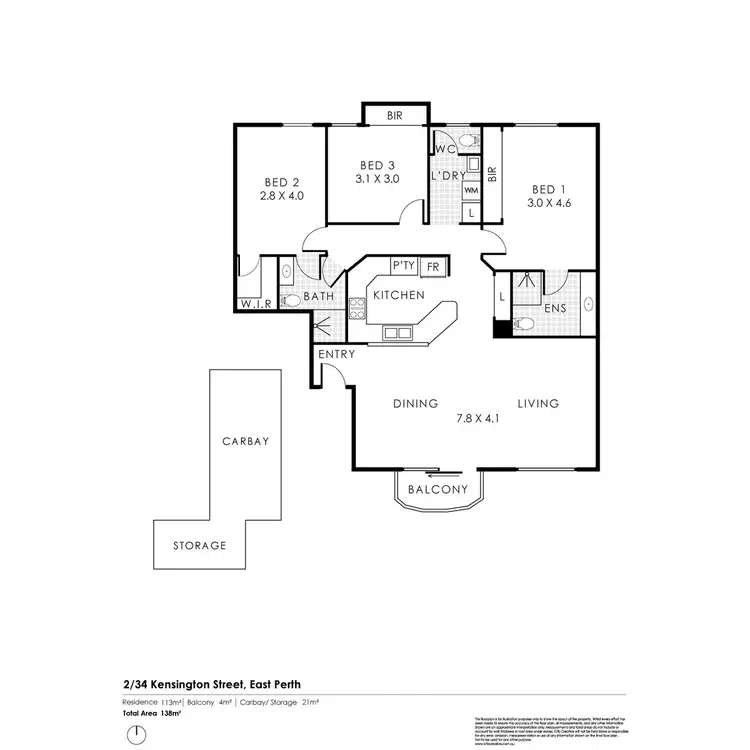Floorplan of Homely apartment listing, 2/34 Kensington Street, East Perth WA 6004