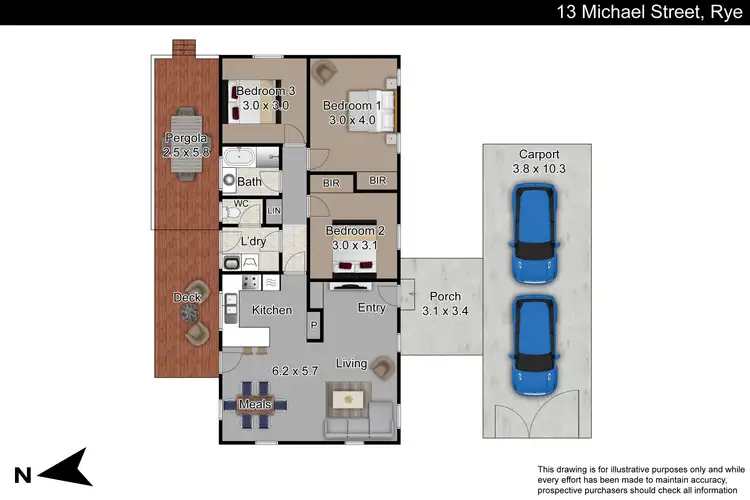Floorplan of Homely house listing, 13 Michael Street, Rye VIC 3941