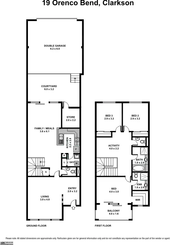 Floorplan of Homely townhouse listing, 19 Orenco Bend, Clarkson WA 6030