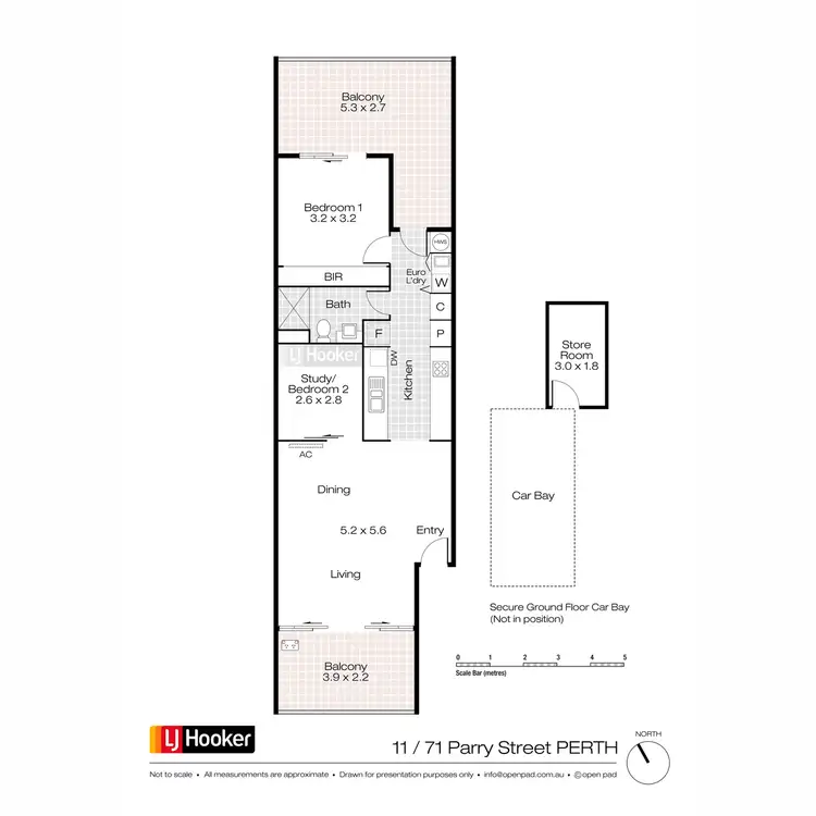 Floorplan of Homely apartment listing, 11/71 Parry Street, Perth WA 6000