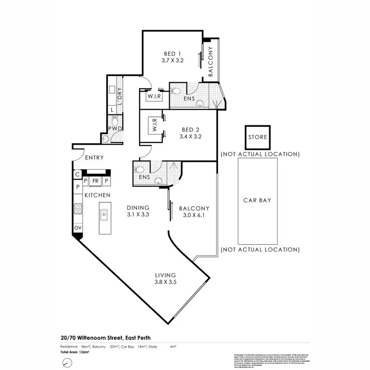 Floorplan of Homely apartment listing, 20/70 Wittenoom Street, East Perth WA 6004