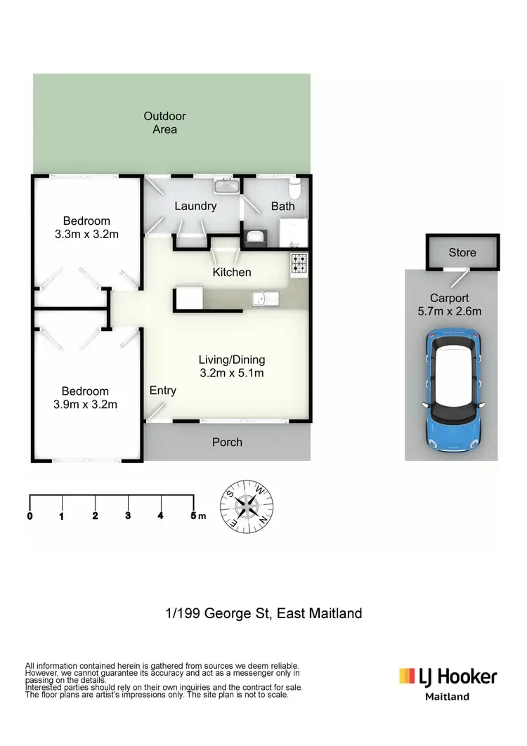 Floorplan of Homely unit listing, 1/199 George Street, East Maitland NSW 2323