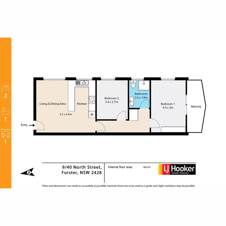 Floorplan of Homely unit listing, 9/40 North Street, Forster NSW 2428