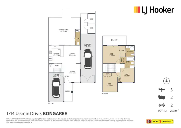 Floorplan of Homely townhouse listing, 1/14 Jasmin Drive, Bongaree QLD 4507