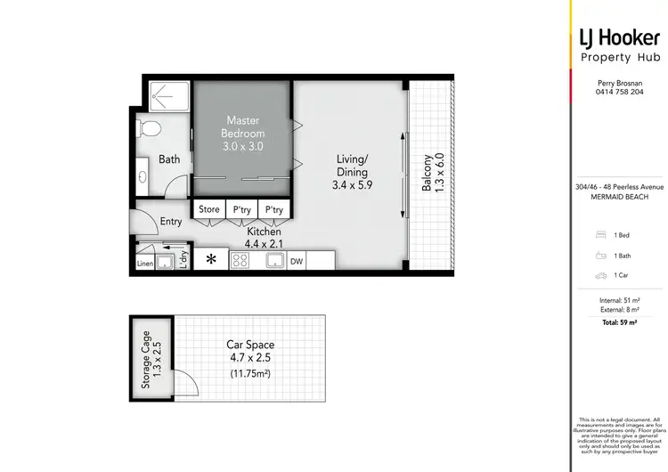 Floorplan of Homely apartment listing, 304/46-48 Peerless Avenue, Mermaid Beach QLD 4218
