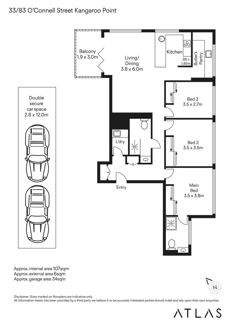 Floorplan of Homely apartment listing, 33/83 O'Connell Street, Kangaroo Point QLD 4169
