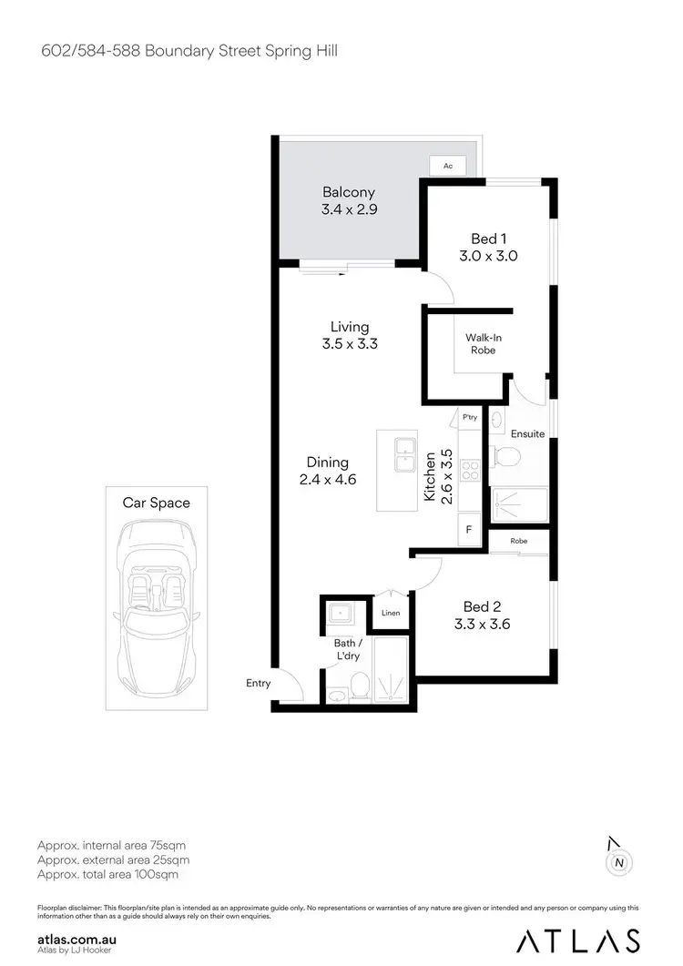 Floorplan of Homely apartment listing, 602/584-588 Boundary Street, Spring Hill QLD 4000