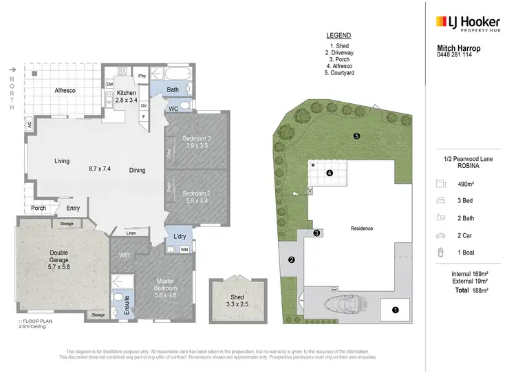 Floorplan of Homely semi-detached listing, 1/2 Pearwood Lane, Robina QLD 4226
