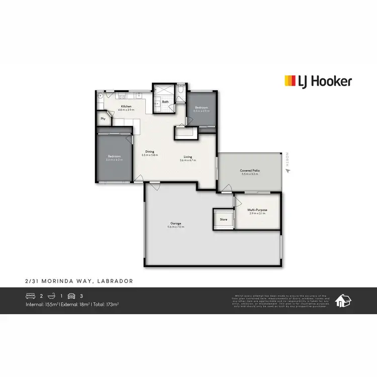 Floorplan of Homely semi-detached listing, 2/31 Morinda Way, Labrador QLD 4215
