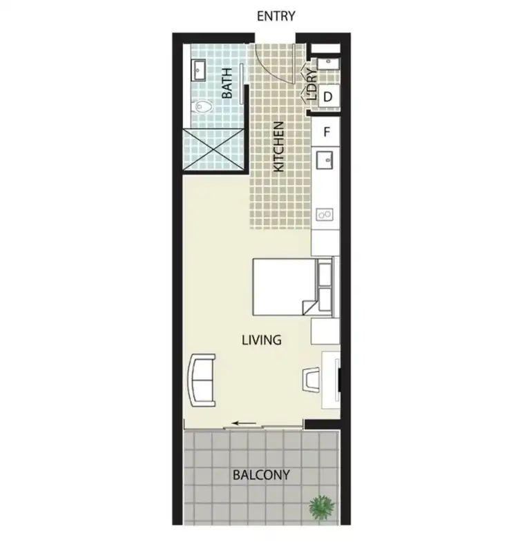 Floorplan of Homely studio listing, 322/50 Eastlake Parade, Kingston ACT 2604