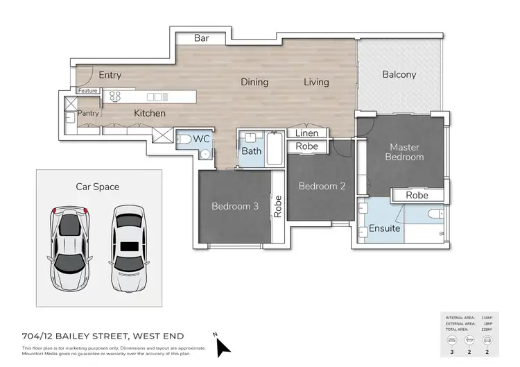 Floorplan of Homely apartment listing, 704/12 Bailey Street, West End QLD 4101