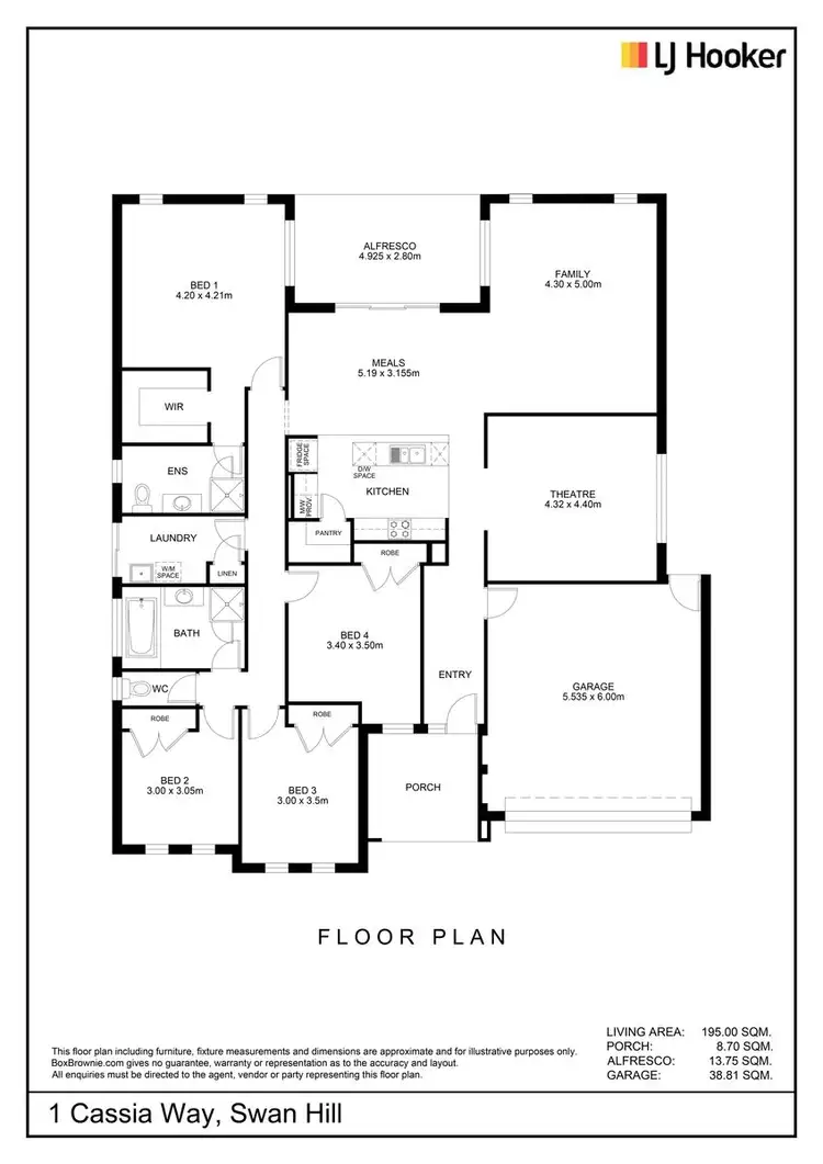 Floorplan of Homely house listing, 1 Cassia Way, Swan Hill VIC 3585