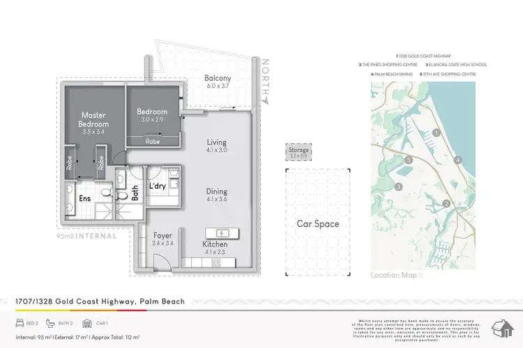 Floorplan of Homely apartment listing, 1707/1328 Gold Coast Highway, Palm Beach QLD 4221
